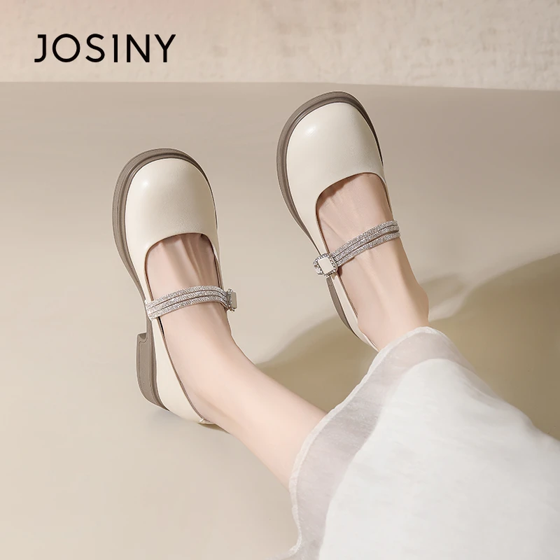 卓诗尼粗跟玛丽珍女鞋2024新款秋小香风配裙子浅口单鞋气质小皮鞋