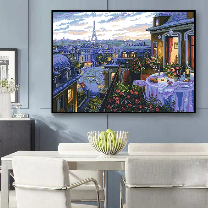 浪漫巴黎十字绣线绣2023客厅新款手工卧室刺绣满绣
