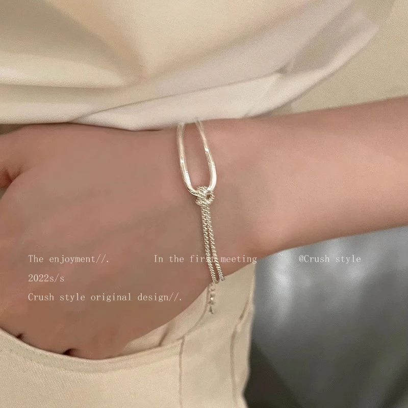 铜合金手链 冷性风银色拼接手链女2025年新款小众设计感高级手饰