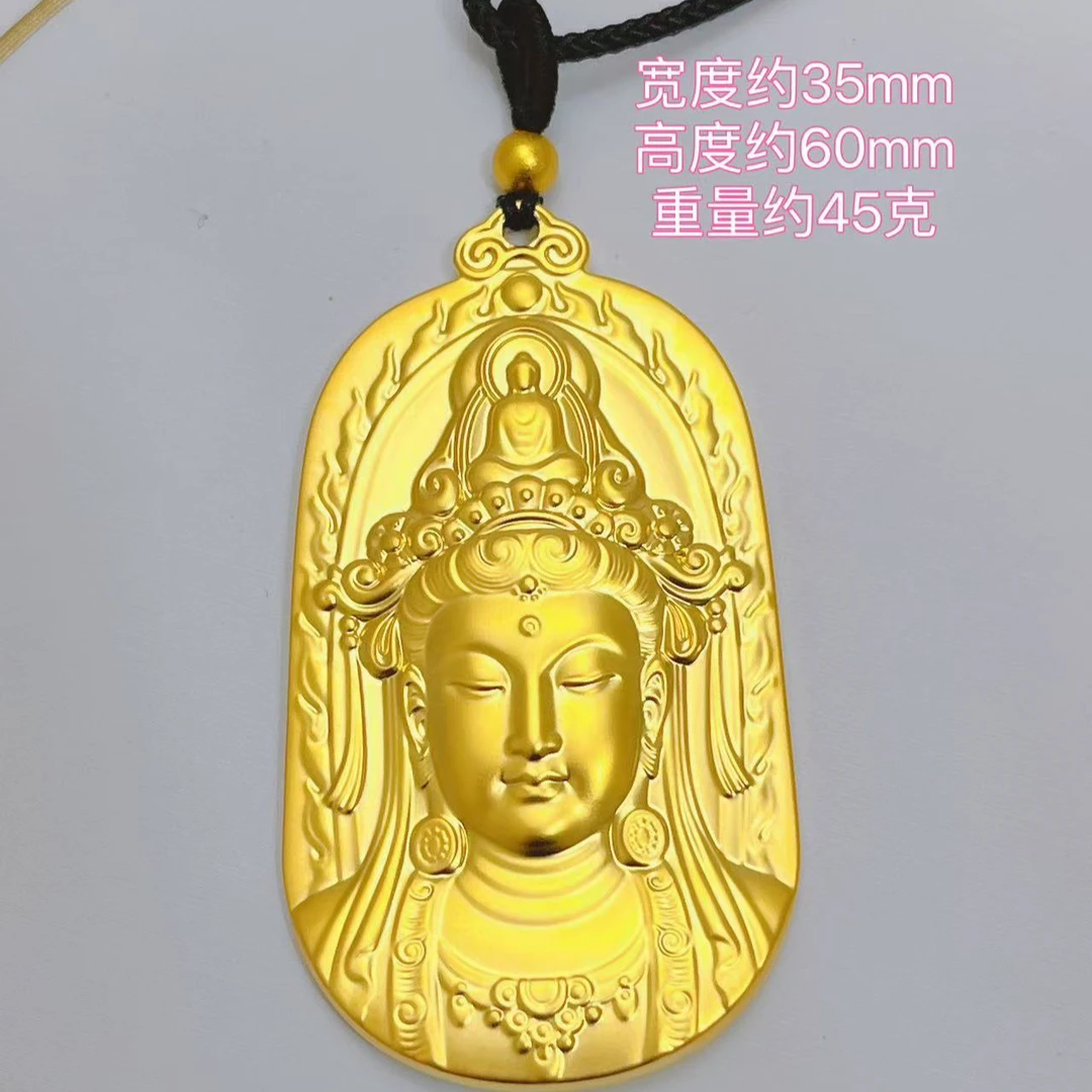 合金吊坠 男观音吊坠古法度母观音吊坠男士女款时尚实心金色双面