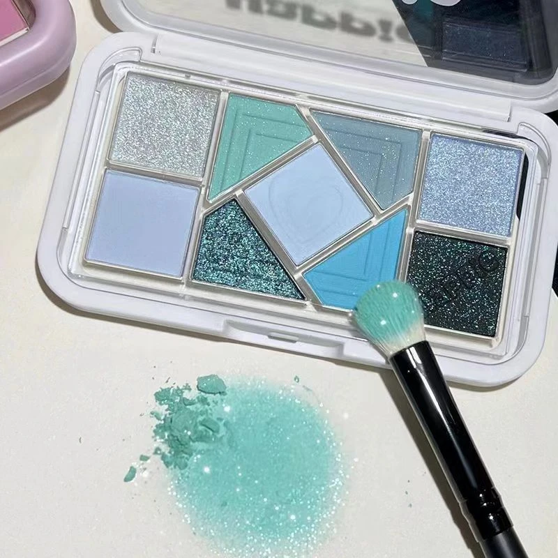 清冷~九色眼影盘暗系黑色芭比辣妹超闪哑珠光烟熏蓝色舞台妆美妆