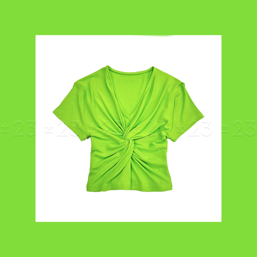 Kenny‘s ±23【反季超级大促松柏】SS24047绿色螺纹小性感V领T恤