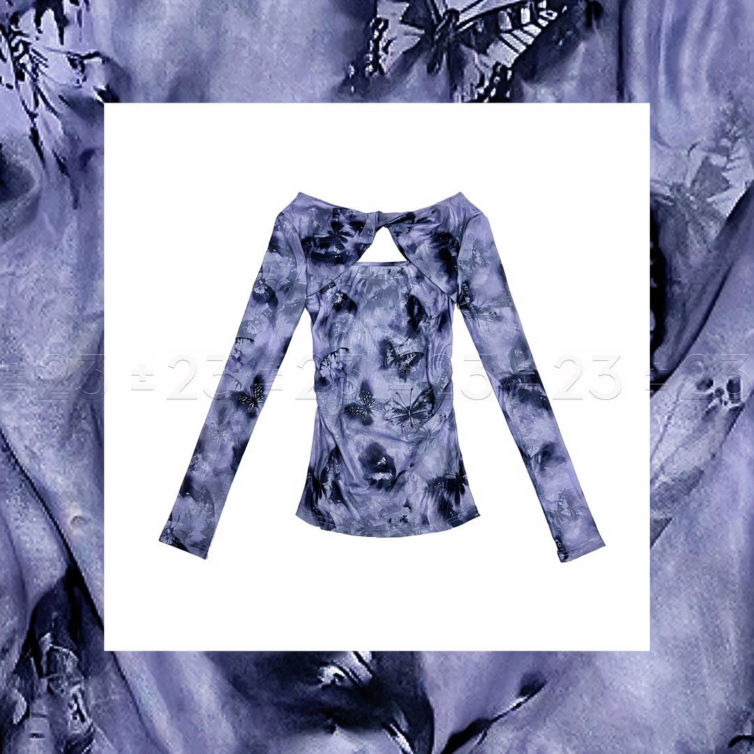 Kenny‘s ±23【反季超级大促燕尾蝶】SS24086涂鸦一字领收腰长款网纱