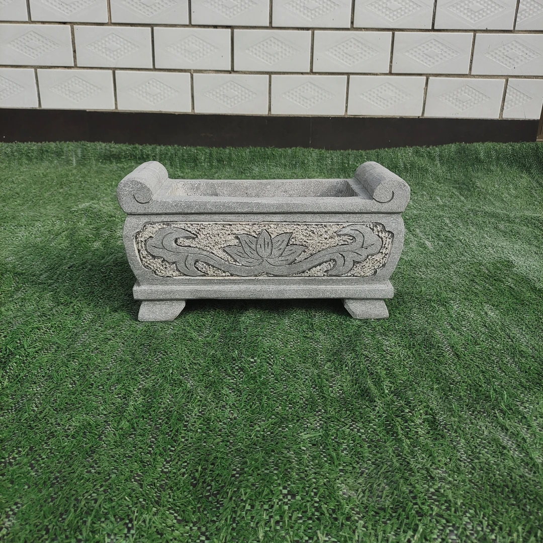 天然石头香炉户外耐风吹日晒汉白玉小香炉摆件大理石香炉手工刻字