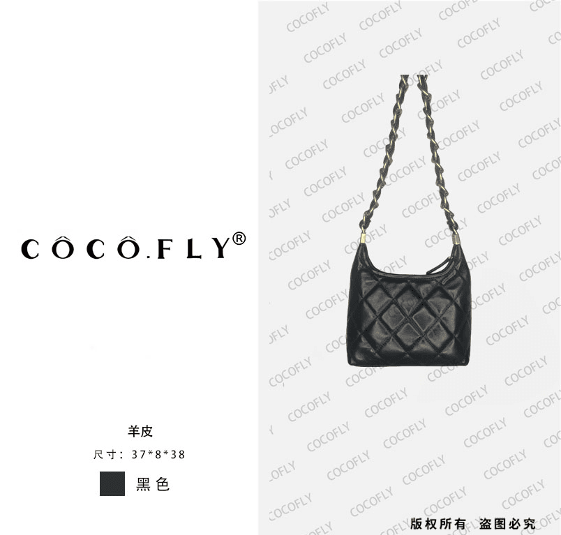 COCO.FLY/手工真皮女包 原创设计高定包 C90213A 黑色