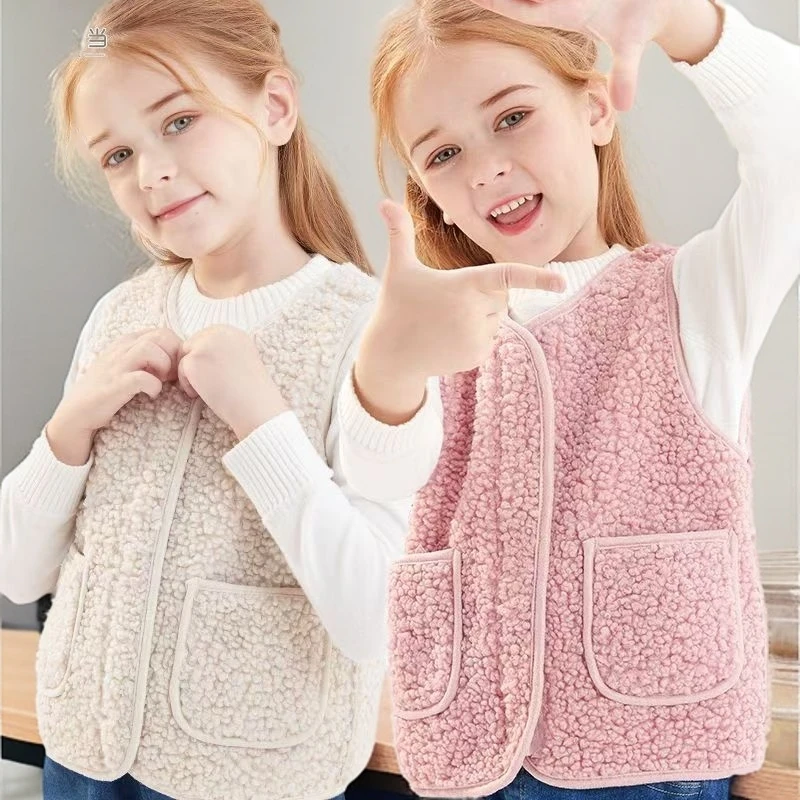 儿童马甲洋气皮毛一体羊羔绒春秋冬背心外穿坎肩男女童马甲坎肩