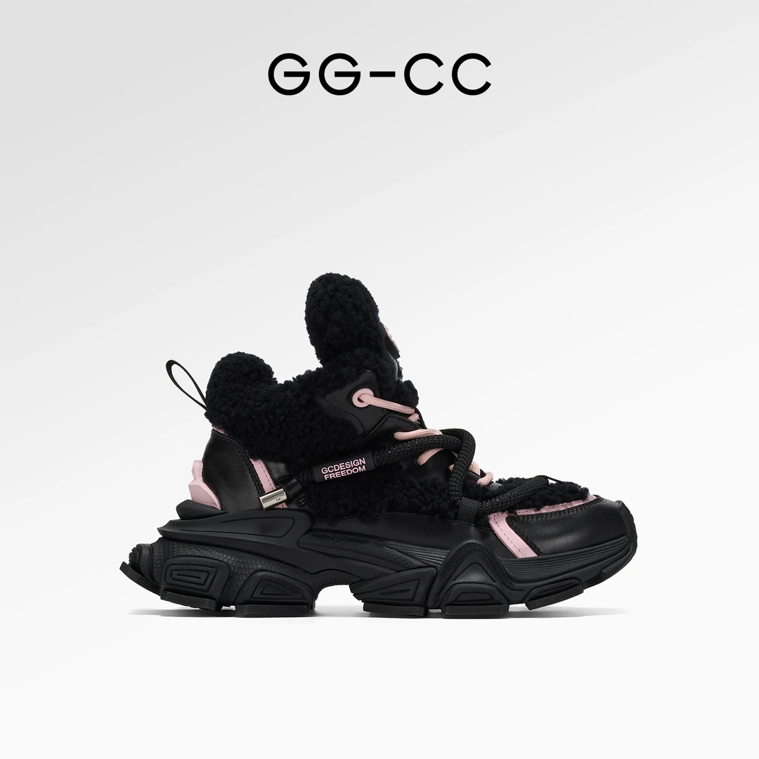 GG-CC【粒子脉冲】2024冬季新款加绒老爹鞋毛毛领休闲鞋女5861