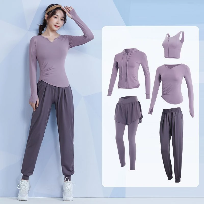 范斯蒂克瑜伽服套装女紧身显瘦专业晨跑运动服速干排汗跑步健身服