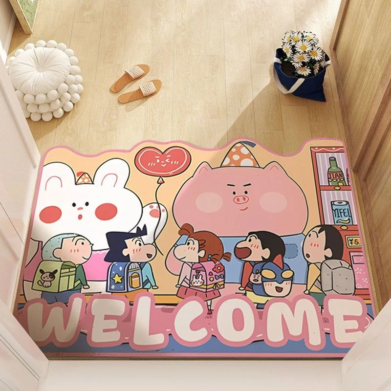 蜡笔小新地毯入户门地垫水晶绒可裁剪卡通门口垫进门玄关地垫新款