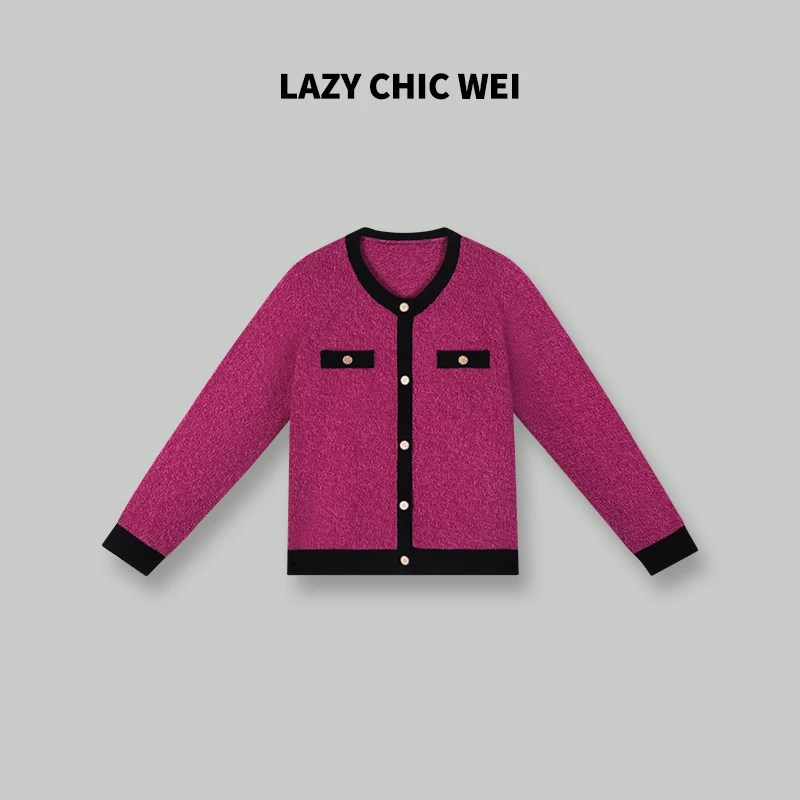 LAZY CHIC WEI 红心芭乐 秋冬显白设计师小香针织毛衣 24AWW706
