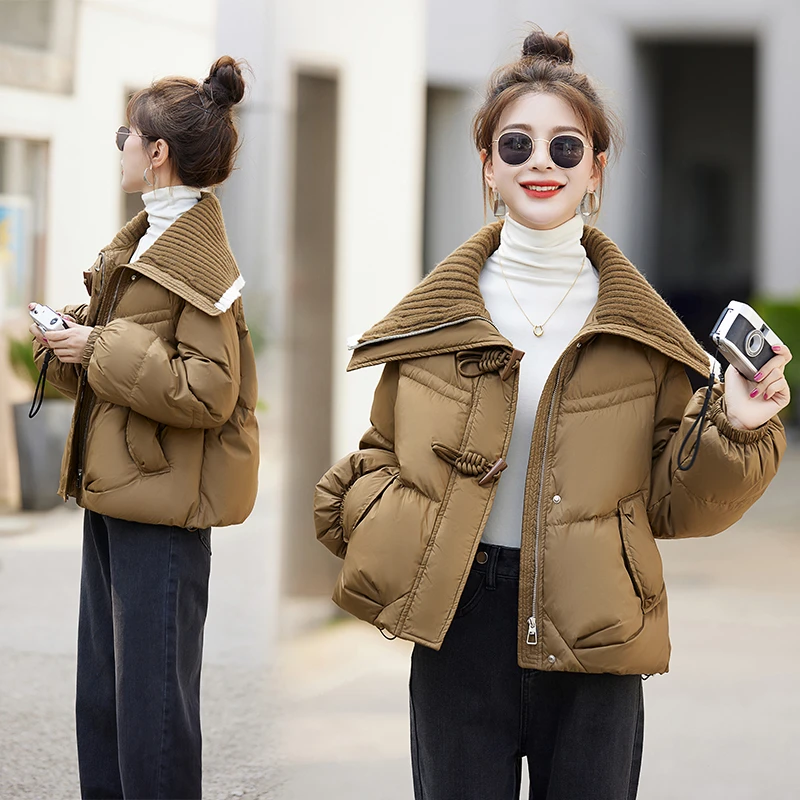 短款羽绒服女2024冬季新款小个子时尚小香风大翻领加厚白鸭绒外套
