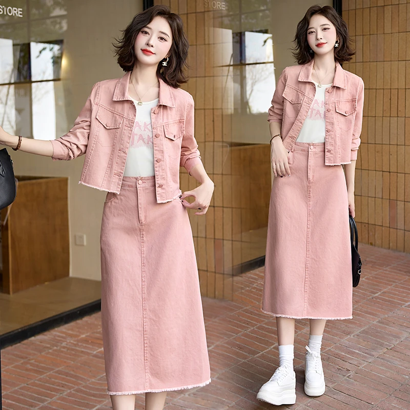 休闲牛仔女装套装裙2025秋装新款气质小香风搭配一整套搭配三件套