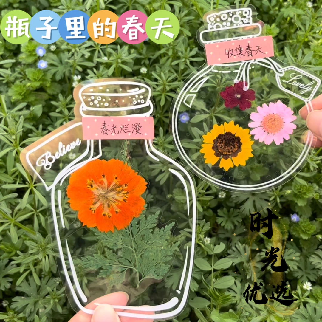 寻找秋天瓶子里的秋天儿童手工DIY书签收集秋天树叶标本