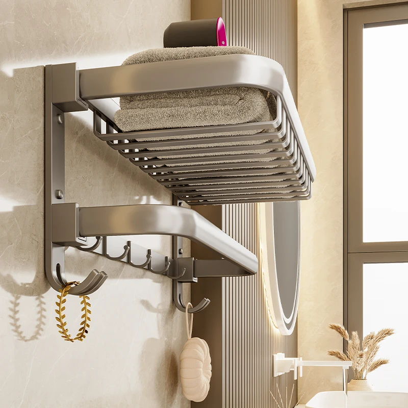 IIHNGTNG/皇挺枪灰太空铝毛巾架卫生间免打孔浴室物浴巾架SKC1001