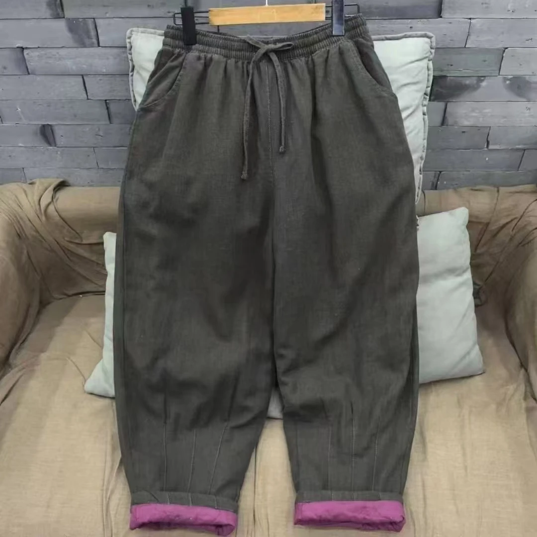 FS-1000砂洗汗麻轻薄款桑蚕丝棉裤抗寒保暖加厚