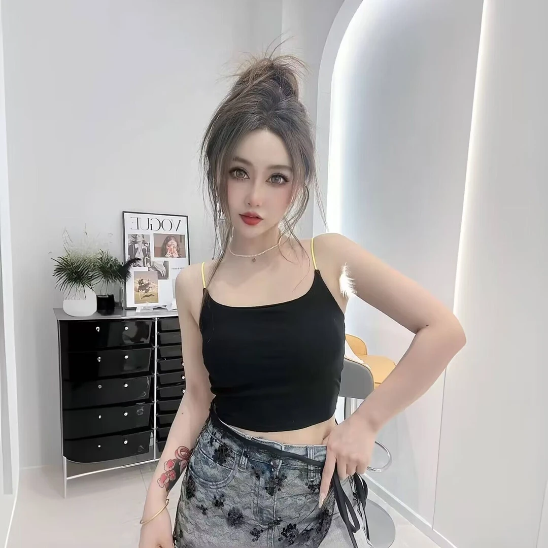 欧货2024春夏季新款舒适透气无痕一体式短款吊带背心外穿内搭美背