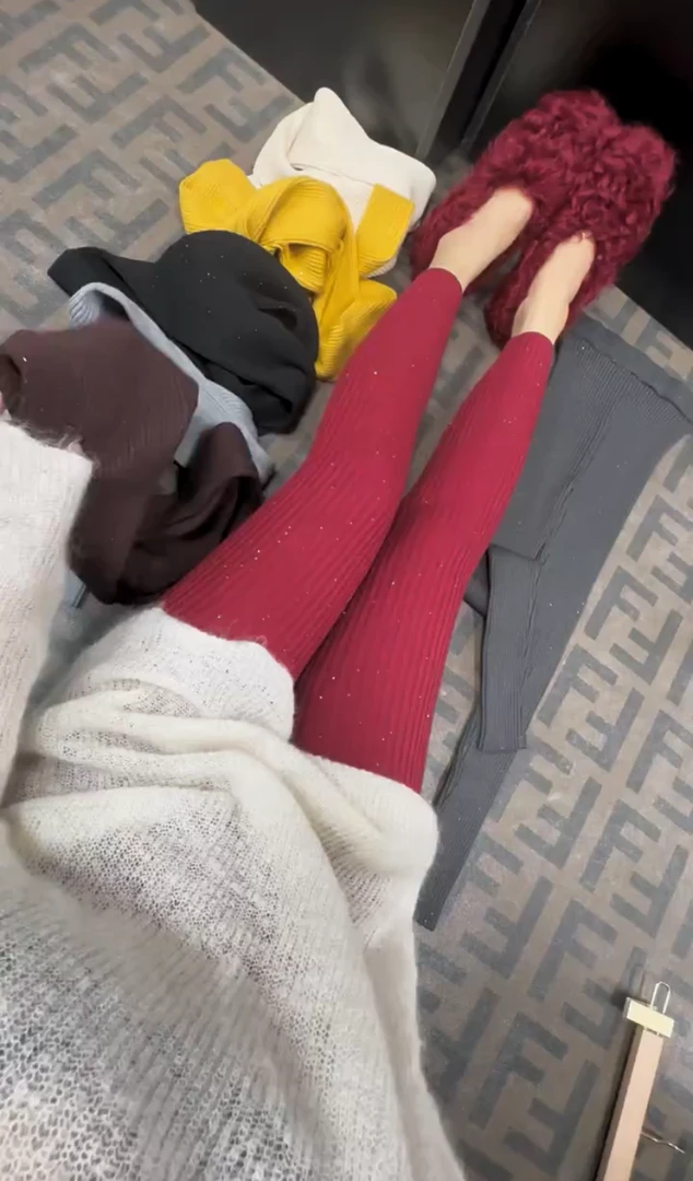 网红2024早秋新款时髦休闲百搭亮片满天星螺纹紧身弹力打底神裤