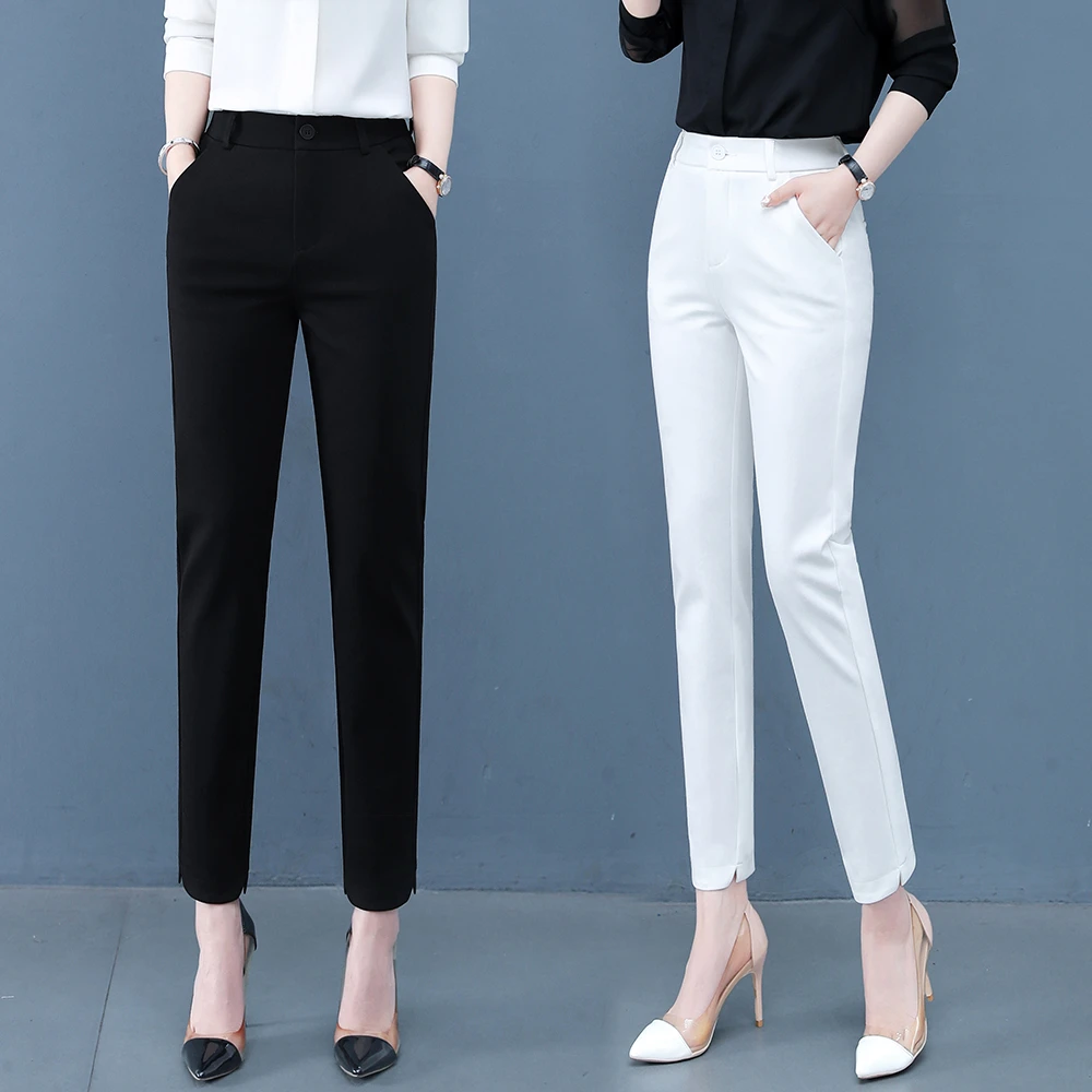 薄款女秋季新款高腰职业显瘦西裤女修身弹力休闲律动莫兰迪薄款女