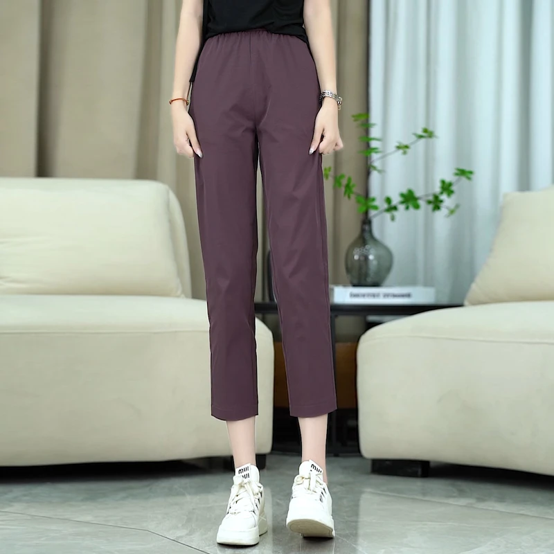 冰丝八分裤女夏季2025新款舒柔特薄款裤子九分女裤直筒裤休闲裤