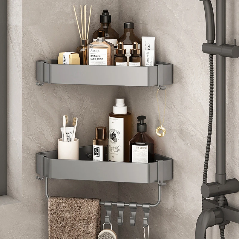 IIHNGTNG/皇挺枪灰浴室三角置物架免打孔洗澡间淋浴房壁挂式033