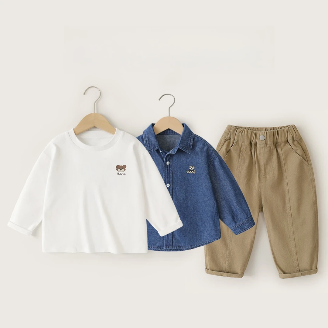 【秋季新款】男童衬衫长袖长裤三件套装秋装秋款童装儿童春秋UZA101