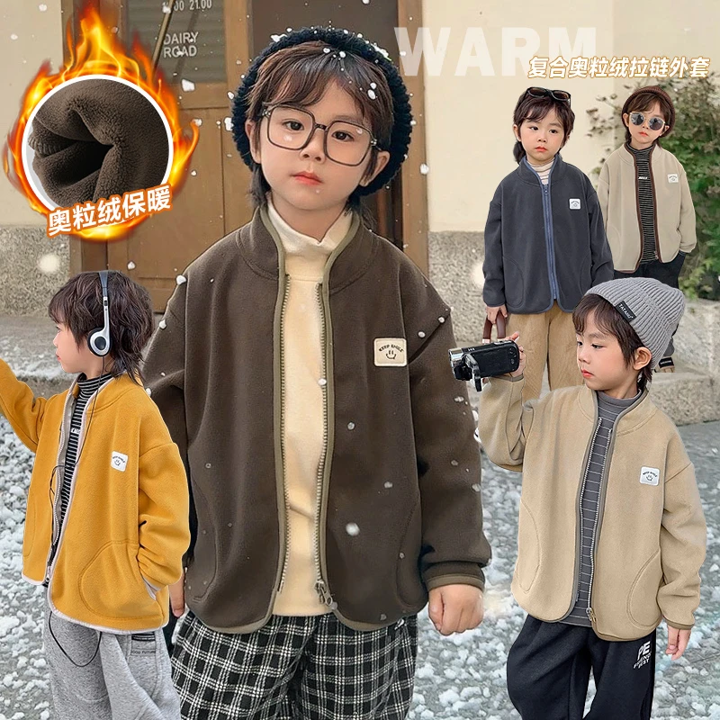 【现货】U14448男童奥粒绒加绒外套冬装婴儿童装宝宝小童双面绒冬款