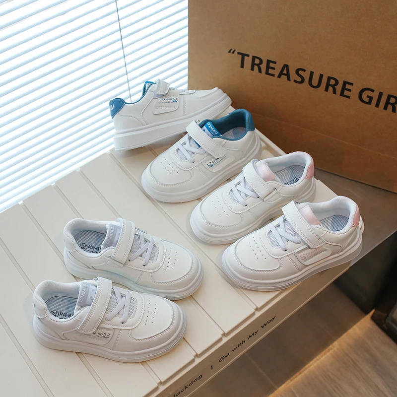 儿童小白鞋女童运动鞋2023新款春秋休闲男童白色板鞋小女孩校园鞋