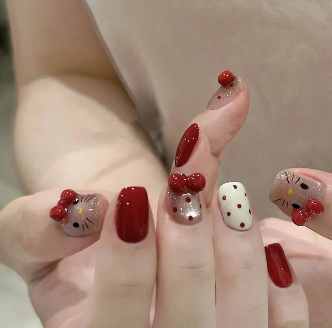 喵公子【又见凯蒂】纯手工穿戴甲可拆卸美甲光疗甲