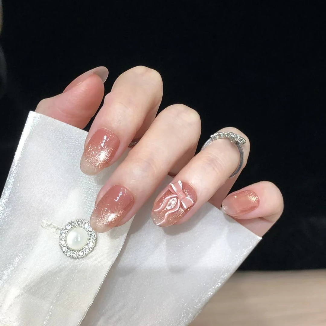 喵公子【甜蜜恋风】【设计师款】纯手工穿戴甲可拆卸美甲光疗甲