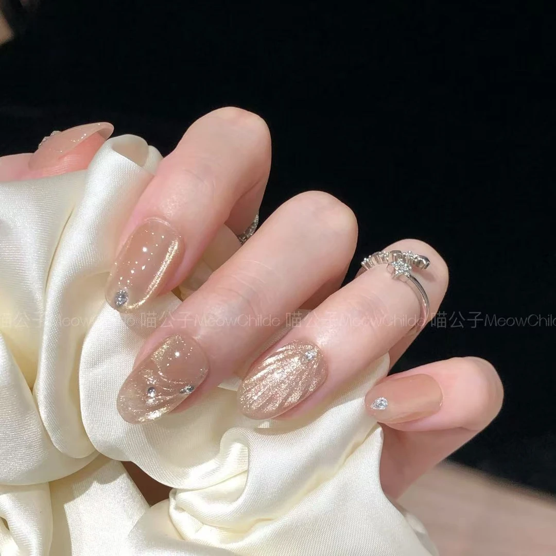 喵公子【白沙拾梦】纯手工穿戴甲可拆卸美甲光疗甲