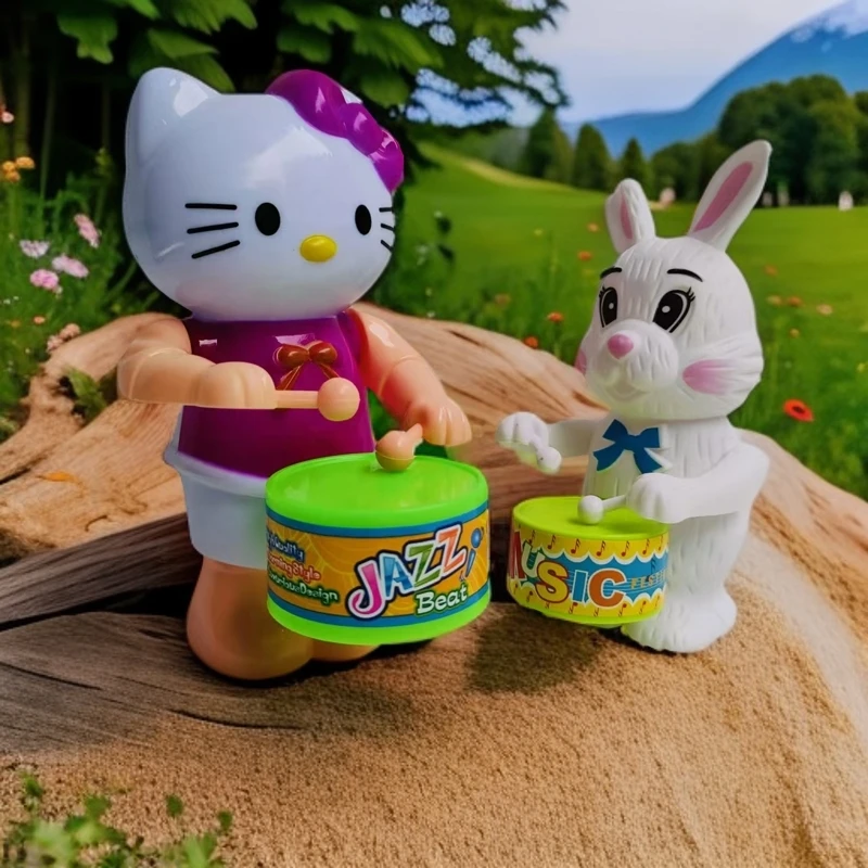 发条打鼓玩具儿童节礼物敲打小兔子机器人敲鼓动物小玩具摆地动物