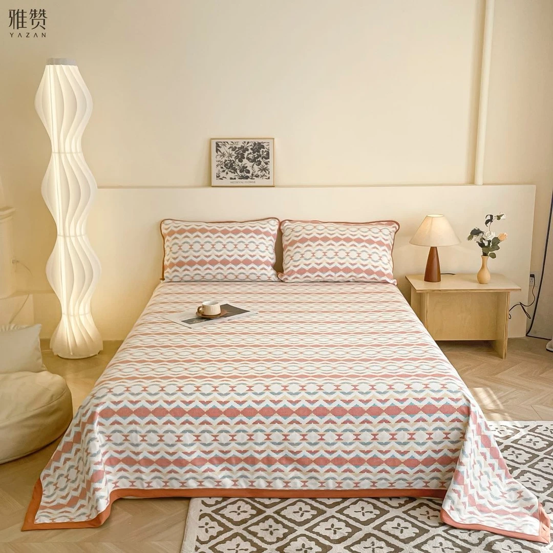 雅赞【纯真系列】软席六层棉纱机洗纯棉2.2米x2.4米床单四季通用