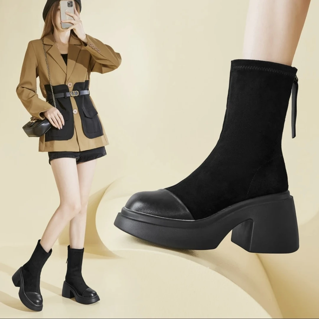 品牌补贴，专柜直发，新人补贴弹力靴女鞋Q