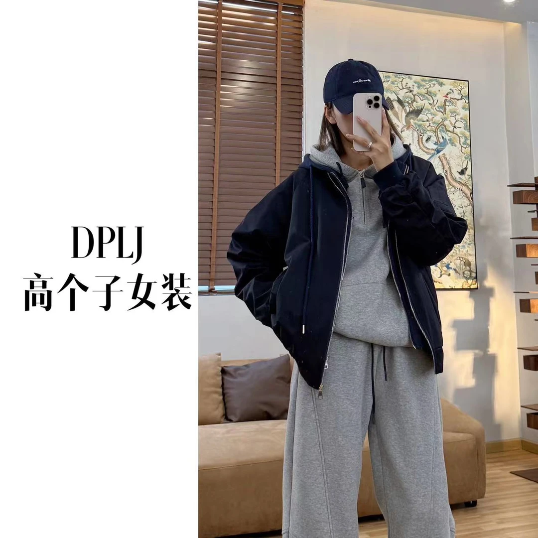 探险家 高个子加长女装 加棉连帽假两件飞行员夹克宽松棒球服9629