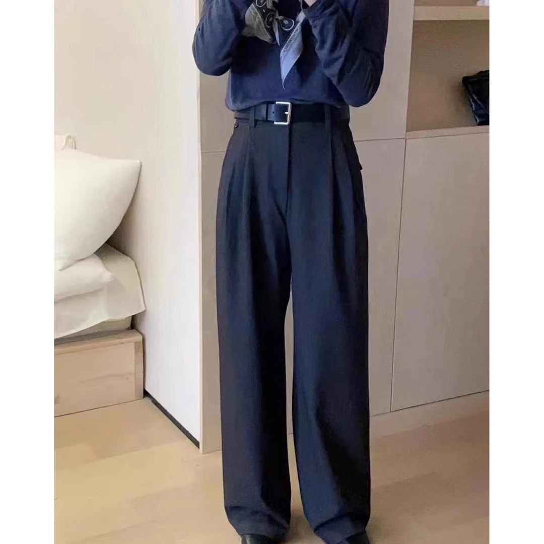 【清】高个子褶皱西装裤气质休闲时尚百搭宽松显瘦设计感阔腿裤808A