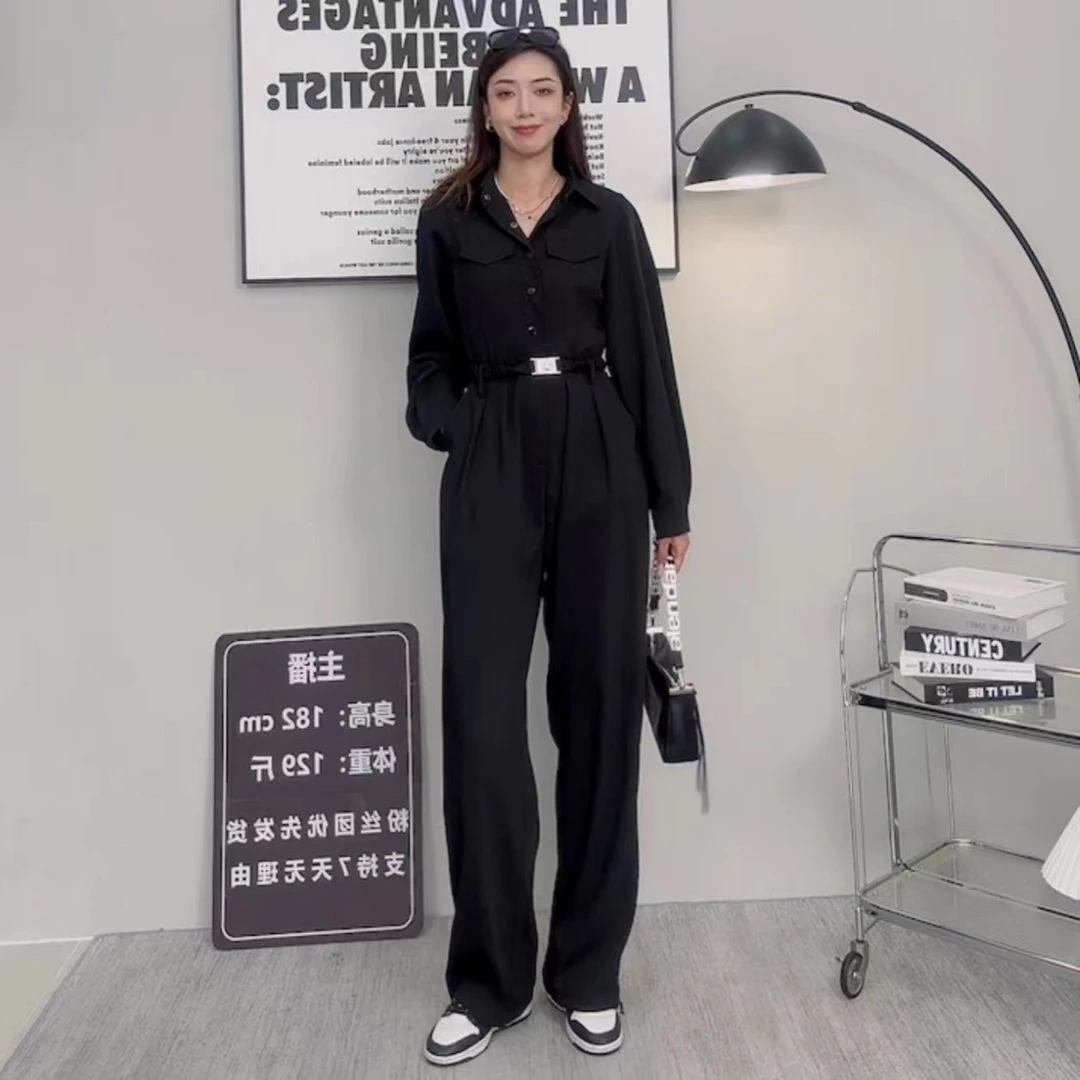 高个子加长款连体裤高腰显瘦女士连体套装气质连体衣套装女DD041