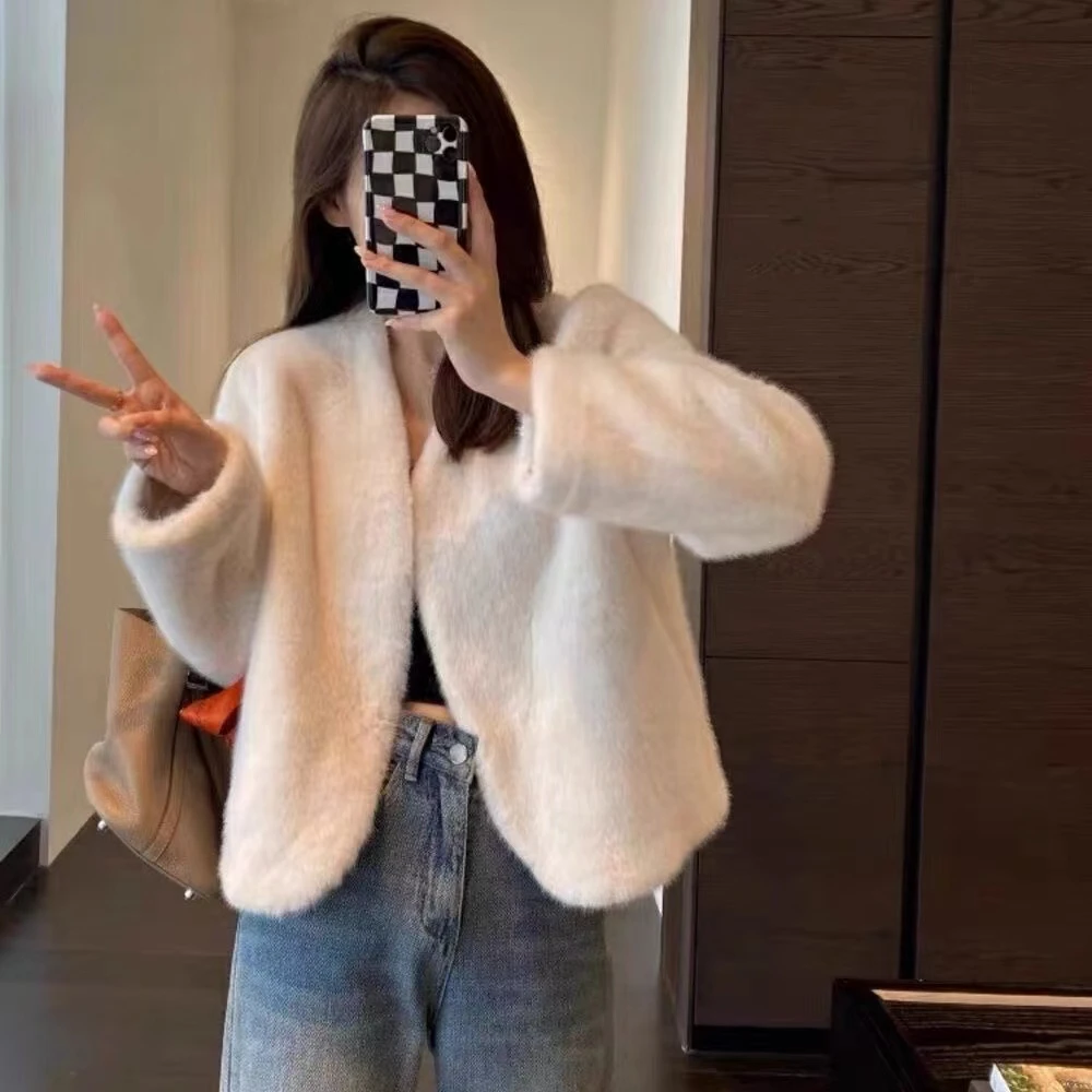 【春秋新款】毛毛外套女短款加厚时尚休闲韩版气质百搭上衣女外套