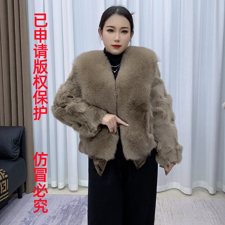 2024新冬季女士狐狸毛皮草外套短款狐狸毛大毛领抗寒保暖【大门襟】