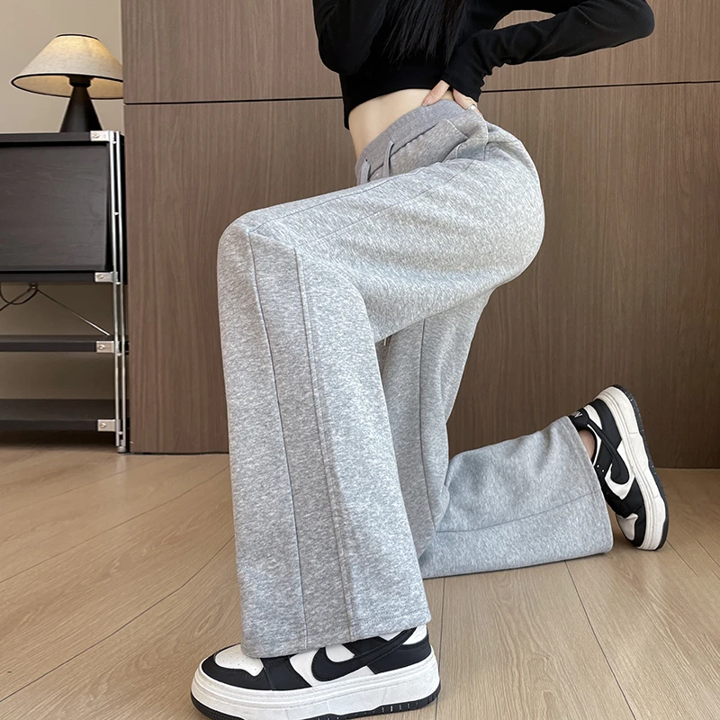 窄版香蕉阔腿裤女春秋2025新款高腰宽松直筒卫裤休闲小个子运动裤