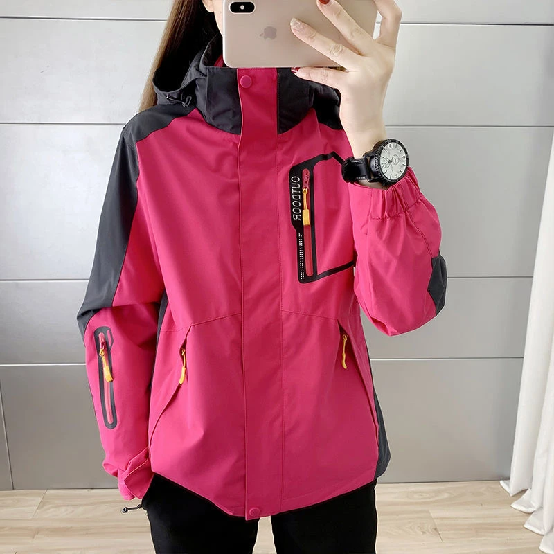 冲锋衣女潮牌韩国三合一可拆卸春秋单层防水防风登山滑雪服外套男