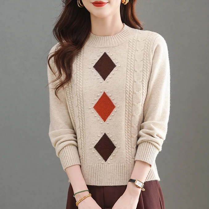 2024秋冬女装半高领爆款套头百搭保暖内搭打底衫圆领加厚短款上衣