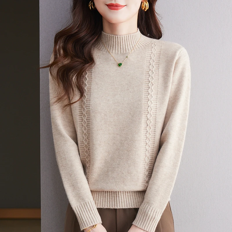 2025秋冬女装半高领爆款套头百搭保暖内搭打底衫圆领加厚精致上衣