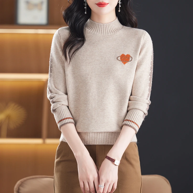 2024秋冬女装爆款轻奢时尚百搭保暖打底衫加厚精致上衣半高领内搭