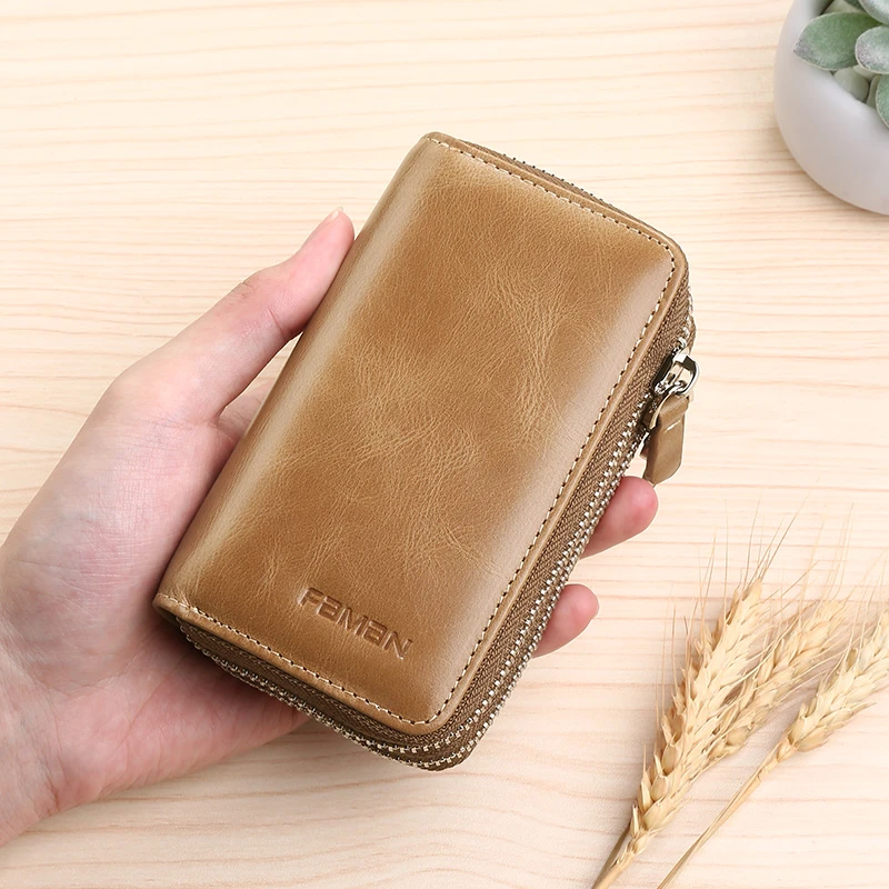 双层男士拉链钥匙包大容量锁匙包钥匙收纳真皮零钱包多功能卡片包