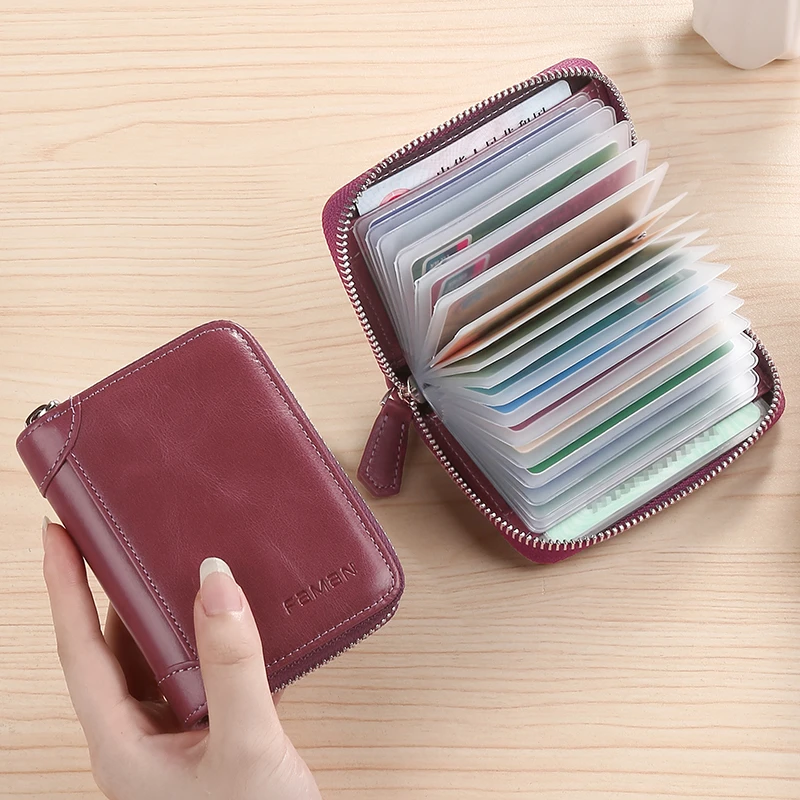 女士卡片包2023年新款复古真皮卡包大容量多卡位防消磁小巧卡片包