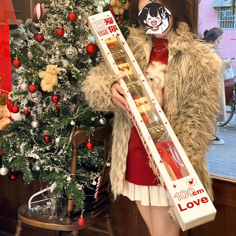 爆款网红一米甜品盒超长1m糖葫芦打包盒新年加特林蛋糕礼盒包装盒