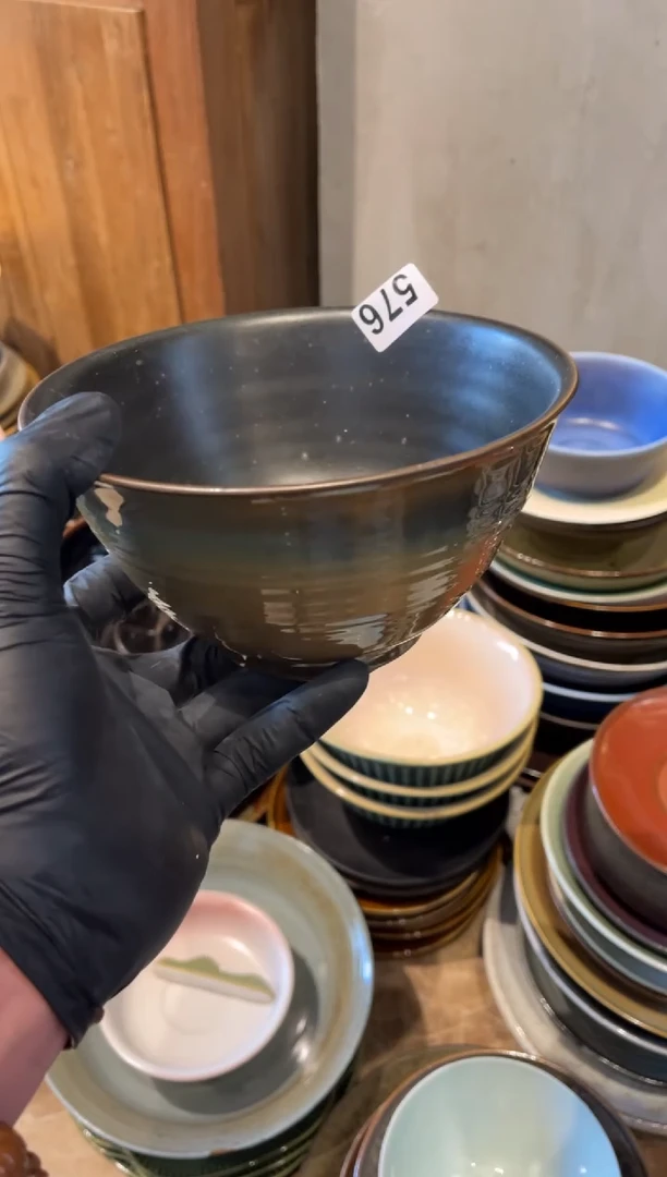 【闪购商品】瓷片576 窑变霞光黄手工碗1个