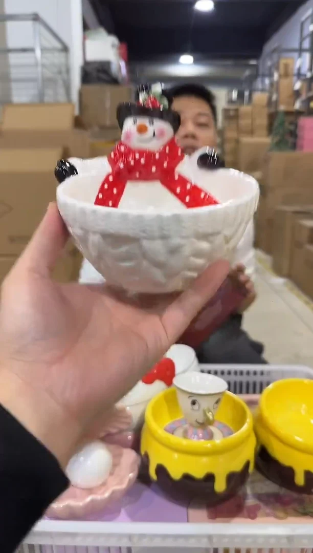 瓷片原盒雪人碗