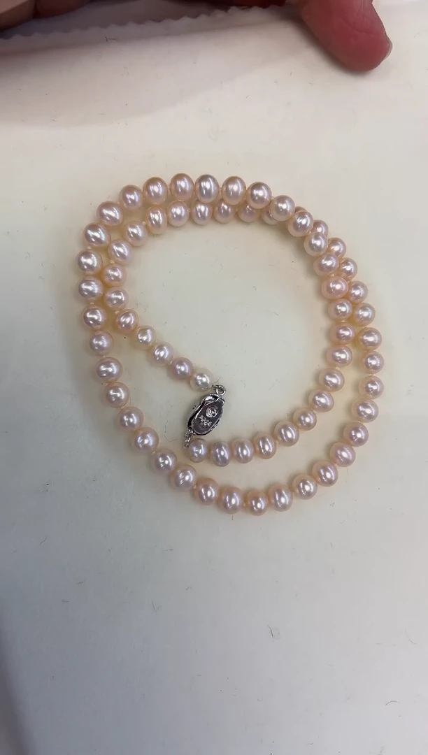 【闪购商品】淡水珍珠颈饰银S925镶嵌6-6.5mm无核彩珠项链