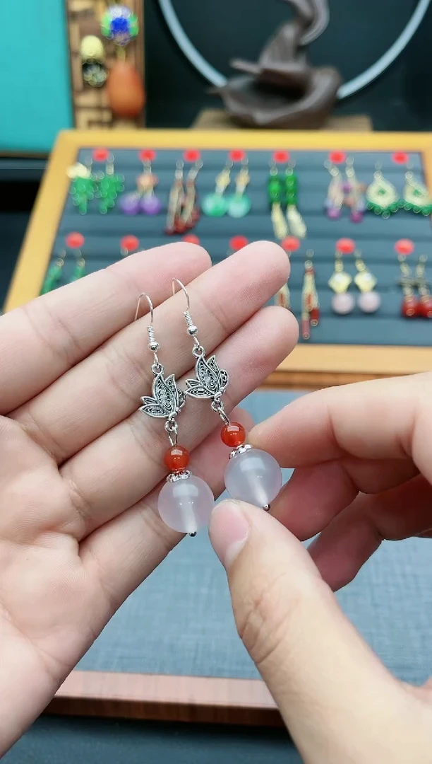 【闪购商品】玛瑙/玉髓耳钉银S925镶嵌729000